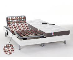 Matratzen elektrischer Lattenrost 2er-Set mit Tellermodulen 100% Latex JUPITER - OKIN-Motoren - Weiß - 2x80x200cm