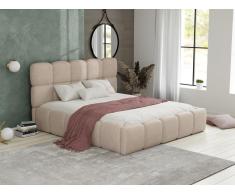 Bett mit Bettkasten & Bettkopfteil - 160 x 200 cm - Bouclé-Stoff - Beige - DAMADO von Pascal Morabito