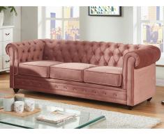 3-Sitzer-Sofa Chesterfield Samt ANNA - Rosa
