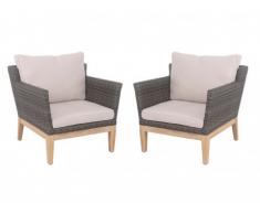 Garten Sessel 2er-Set Holz & Polyrattan NASHIK
