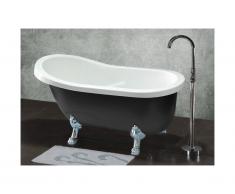 Freistehende Badewanne EGEE II - 171 L - Schwarz mit silberfarbenen Füßen