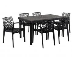 Gartenmöbel Essgruppe DIADEM: Tisch + 6 Sessel - Anthrazit