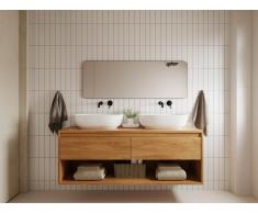 Badezimmerspiegel rechteckig - 140 x 50 cm - Schwarzer Umriss - DEMETRIA