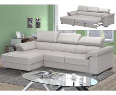 Ledersofa Ecksofa mit Schlaffunktion & Matratze Experiencia - Standardleder - Grau - Sofaecke Links