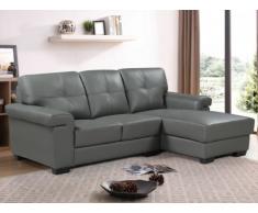 Ecksofa Leder HAZEL - Grau - Ecke Rechts