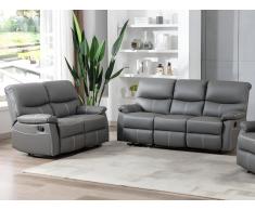 Couchgarnitur Relax 3+2 - Kunstleder - Grau - CANBY
