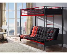 Set Hochbett MODULO IV + Lattenrost + Futonmatratze Rot&Schwarz - 90x190 / 135x190cm - Rot&Schwarz