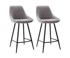 Barhocker 2er-Set MASURIE - Stoff - Grau