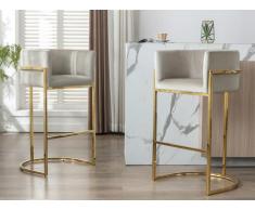 Barhocker - Samt & Edelstahl - Beige & Gold - PERIA von Pascal MORABITO