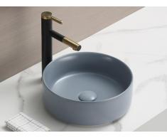 Waschbecken rund - B. 36 cm - Keramik - Blau matt - LENISO