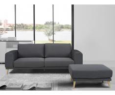 SALE - 3-Sitzer Stoff mit Sitzhocker MACEO - Grau