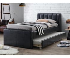 Ausziehbett ANDREA + Lattenrost - 2x90x190cm - Schwarz