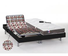 Matratzen elektrischer Lattenrost 2er-Set 100% Latex JUPITER - OKIN-Motoren - Schwarz - 2x70x190 cm