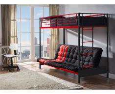 Hochbett MODULO IV - 90x190/135x190cm - Schwarz/Rot