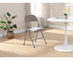 Klappstuhl 2er-Set - Samt & Metall - Taupe - ORTENSIA