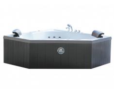 LED-Whirlpool Eckwanne Santorino - 2 Personen - 350 L - Grau