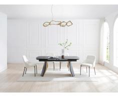 Esstisch ausziehbar - 6 bis 10 Personen - Keramik, Sicherheitsglas & Metall - Marmor-Optik Schwarz & Goldfarben - ZINORIA von Maison Céphy
