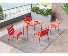 Garten Essgruppe für Kinder Metall : Tisch + 4 Stühle - Rot - POPAYAN