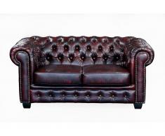 Chesterfield Ledersofa 2-Sitzer - Büffelleder - Rotbraun - BRENTON