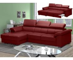 Ledersofa Ecksofa mit Schlaffunktion & Matratze Experiencia - Standardleder - Rot - Sofaecke Links