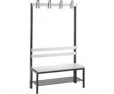 C+P Einseitige Garderobenbank mit 4 Füßen und Schuhrost, b100xt40xh165cm