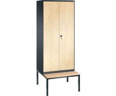 C+P Garderobenschrank + paarweise + untergebauter Sitzbank, b80xt50xh209cm