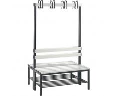 C+P Doppelseitige Garderobenbank mit 2 x 4 Füßen und Schuhrost, b100xt75xh165cm