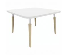 TAUKO Loungetisch, Kaffeetisch mit 4-Fuß-Holzgestell, b80xt80cm