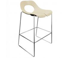 TAUKO Hocker mit Kufengestell und Holz-Sitzschale mit niedriger Rückenlehne