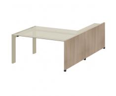 TREND TOWER Glasschreibtisch, 4-Kant-Gestell mit Anbauregal, 160,2x190cm