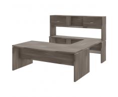 TREND PLUS Ergonomischer Winkelschreibtisch mit Wangengestell und Anbauregal, 200x241cm
