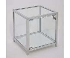 Würfel Vitrine mit Flügeltür, silber oder schwarz, b42,8xt42,8xh42,8cm