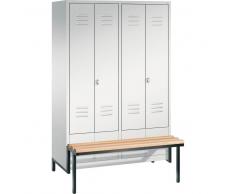 C+P Garderobenschrank mit Flügeltüren und Sitzbank, b119xt50xh185cm
