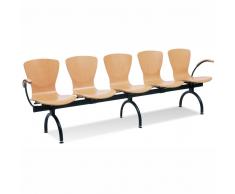 BINGO Sitzbank mit Metallgestell und Armlehnen, 5 Holz-Sitzschalen
