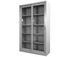 JOKER 5-OH Glas-Schiebetürenschrank aus Metall, b120xt45xh195cm