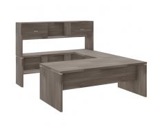 TREND PLUS Winkelschreibtisch mit Wangengestell und Anbauregal, 200x231cm