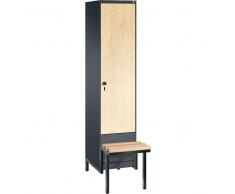 C+P Garderobenschrank mit tiefergelegtem Sitzbank, b40xt50xh185cm