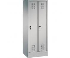 C+P Garderobenschrank mit Sockel für Grundschulen, 2 Fächern, b61xt30xh165cm