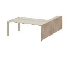 TREND TOWER Glasschreibtisch, 4-Kant-Gestell mit Anbauregal, 200,2x190cm