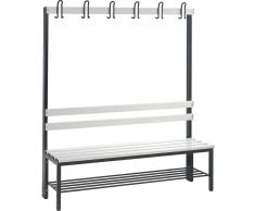 C+P Einseitige Garderobenbank mit 4 Füßen und Schuhrost, b150xt40xh165cm