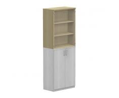 EXPERT 3-OH Aufsatz-Glasflügeltürschrank, Aktenschrank, 80cm breit