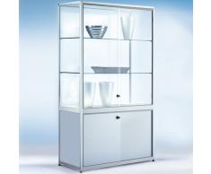 NICE Standvitrine mit Schiebetür und Unterschrank b120xt40-50xh200cm