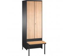 C+P Garderobenschrank + paarweise + tiefergelegtem Sitzbank, b60xt50xh185cm
