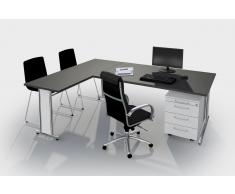 ARTLINE Büromöbel Set, 1 Arbeitsplatz mit Anbautisch, 300x250