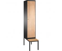C+P Garderobenschrank mit untergebauter Sitzbank, 1 Abteil, b40xt50xh209cm