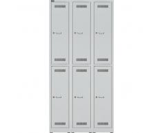 BISLEY LIGHT Garderobenschrank mit 3 Abteilen und 6 Fächer, b90xt50xh185cm