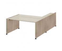 TREND TOWER Glasschreibtisch, Wangengestell mit Anbauregal, 160x190cm