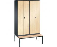 C+P Garderobenschrank + paarweise + untergebauter Sitzbank, b120xt50xh209cm