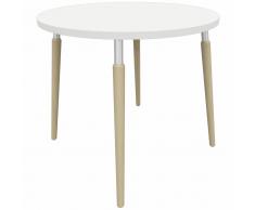 TAUKO Konferenztisch mit 4-Fuß-Holzgestell, rund, Ø 80cm