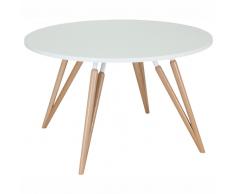 TAUKO Konferenztisch mit 4-Doppelfuß-Holzgestell, rund, Ø 120/180cm